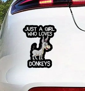 Just A Girl Who Loves Donkeys Window Sticker