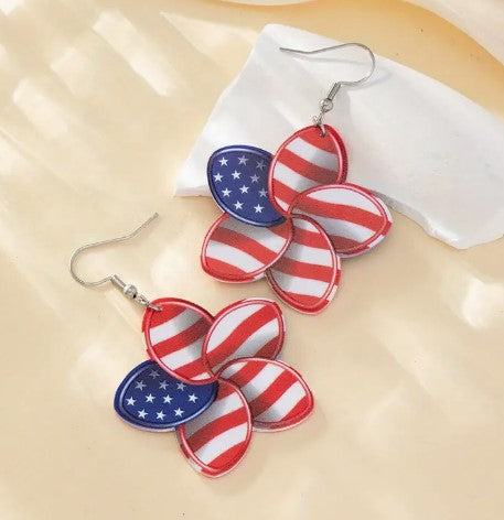 Patriotic American Flag Pinwheel Earrings