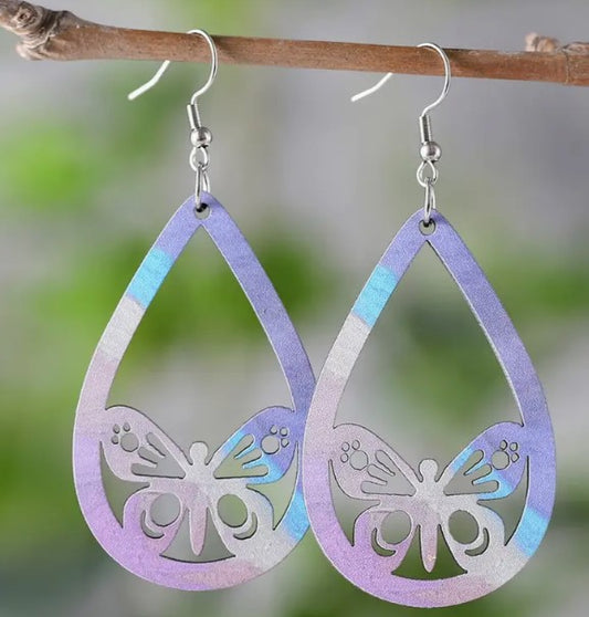 Pastel Butterfly Teardrop Earrings