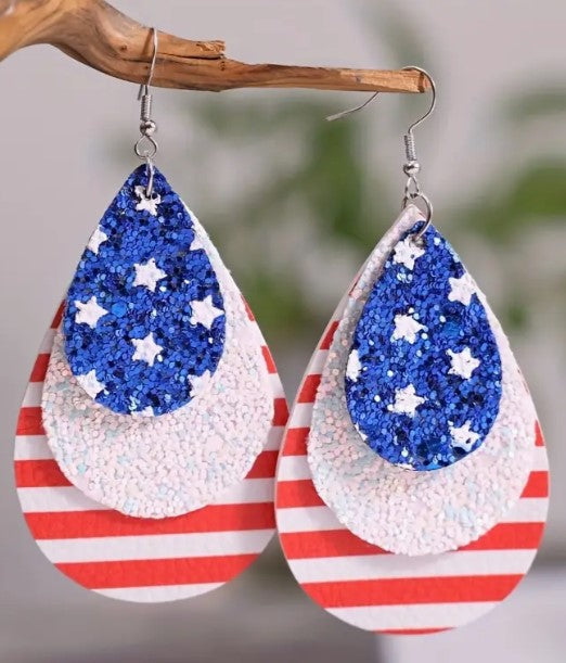 Stars and Stripes Teardrop Earrings