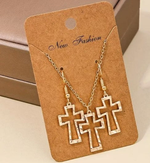 Cross Earring & Necklace Set